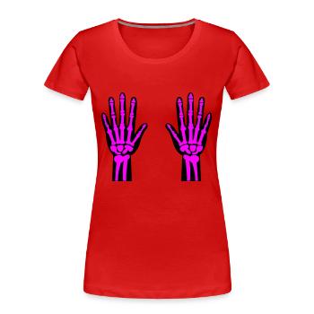 Skeleton Hands 02 - Women's Premium Organic T-Shirt - navy - Front - Mia (176cm)