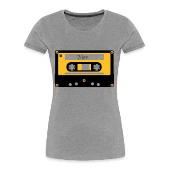 Kassette 70er - Frauen Premium Bio T-Shirt - Navy - Vorne - Mia (176cm)