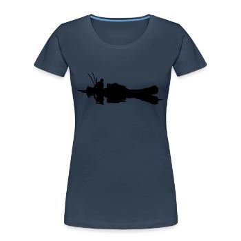 angler_im_kanu - Frauen Premium Bio T-Shirt - Navy - Vorne - Mia (176cm)