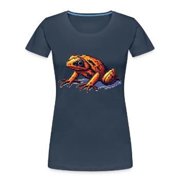 Pfeilgiftfrosch in retro 8 Bit Pixel Grafik - Frauen Premium Bio T-Shirt - Navy - Vorne - Mia (176cm)
