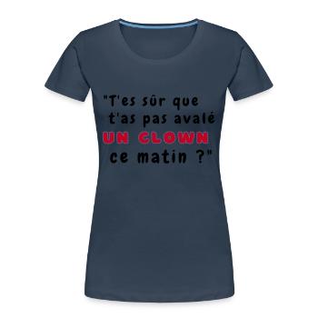 T-shirt Le chat clown - T-shirt bio Premium Femme - bleu marine - Devant - Mia (176cm)