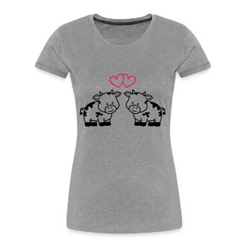vaches amoureuses - T-shirt bio Premium Femme - bleu marine - Devant - Mia (176cm)