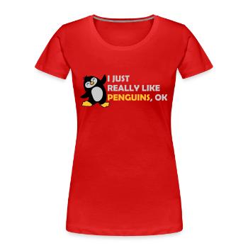 J’aime juste les pingouins - T-shirt bio Premium Femme - bleu marine - Devant - Mia (176cm)