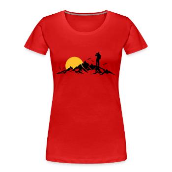 Natur - Berge Wanderer - Frauen Premium Bio T-Shirt - Navy - Vorne - Mia (176cm)