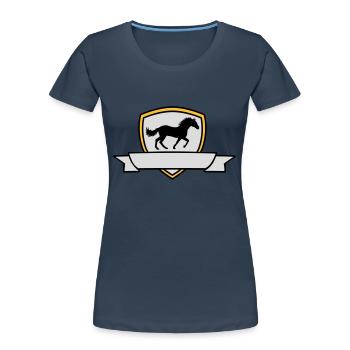 Banner Horse Coat of Arms Shield - Women's Premium Organic T-Shirt - navy - Front - Mia (176cm)