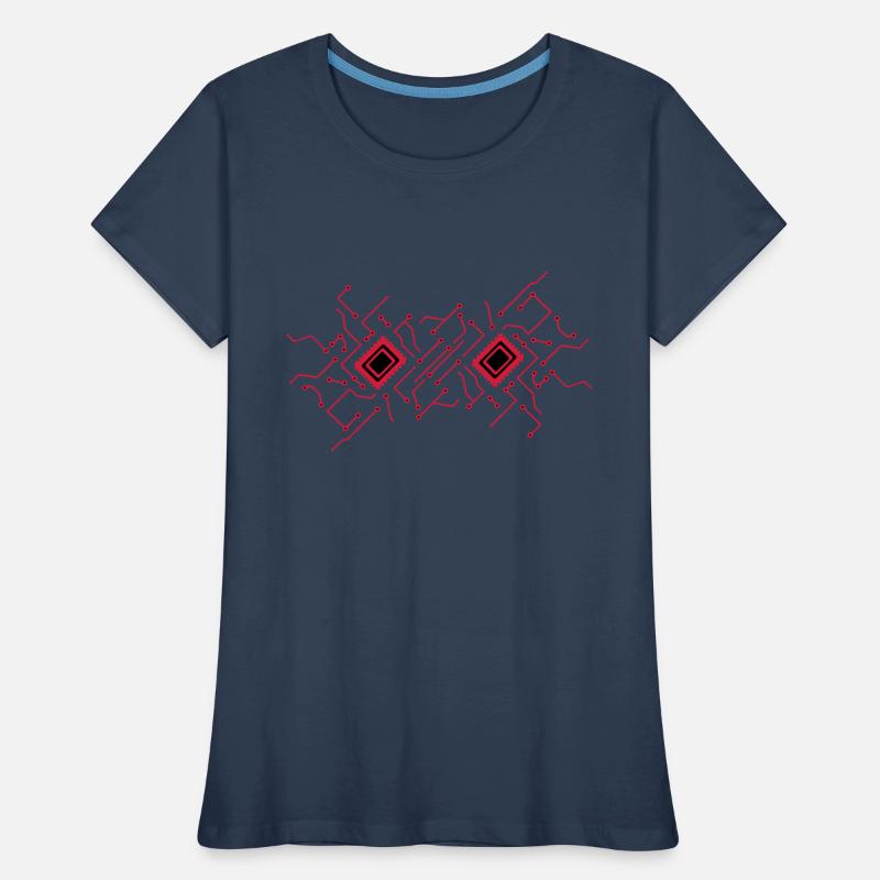 circuitry technology lines microchip disk pattern Women's Premium Organic T-Shirt