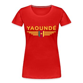 Yaoundé Design – Proud of Cameroon's Capital - Women's Premium Organic T-Shirt - navy - Front - Mia (176cm)