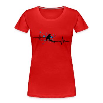 Winter - Skifahrer Puls - Frauen Premium Bio T-Shirt - Navy - Vorne - Mia (176cm)