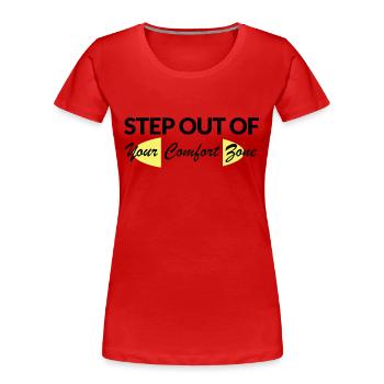 Step Out of Your Comfort Zone - Frauen Premium Bio T-Shirt - Navy - Vorne - Mia (176cm)