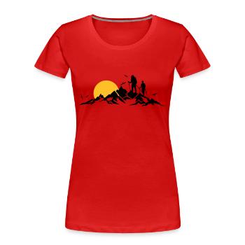 Natur - Berge Wanderer - Frauen Premium Bio T-Shirt - Navy - Vorne - Mia (176cm)