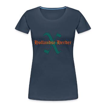 Schriftzug X-Hollandse Herder - Frauen Premium Bio T-Shirt - Navy - Vorne - Mia (176cm)