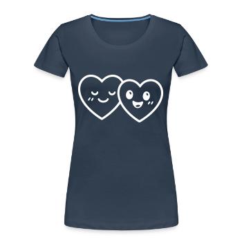 Herzen Paar Liebe - Frauen Premium Bio T-Shirt - Navy - Vorne - Mia (176cm)