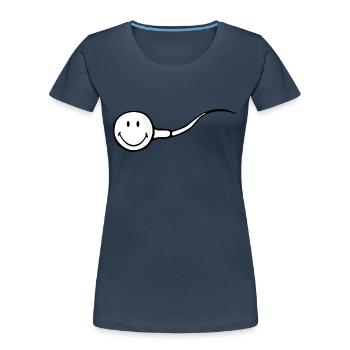 Smiley Sperm - Women's Premium Organic T-Shirt - navy - Front - Mia (176cm)