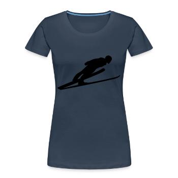 Ski long jump Skiflug Ski jumping Skiweitflug - Women's Premium Organic T-Shirt - navy - Front - Mia (176cm)