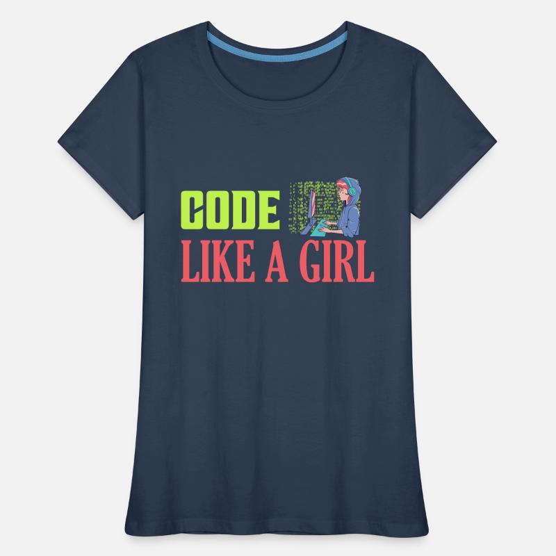 Code Like A Girl Programmer Coding Frauen Premium Bio T-Shirt