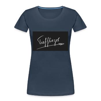 Tiefflieger - Frauen Premium Bio T-Shirt - Navy - Vorne - Mia (176cm)