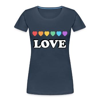 Love Rainbow Hearts - Women's Premium Organic T-Shirt - navy - Front - Mia (176cm)