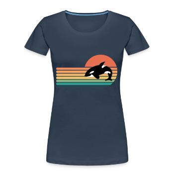 Orca Retro Stil Männer Frauen Neuheit Vintage Lustig - Frauen Premium Bio T-Shirt - Navy - Vorne - Mia (176cm)