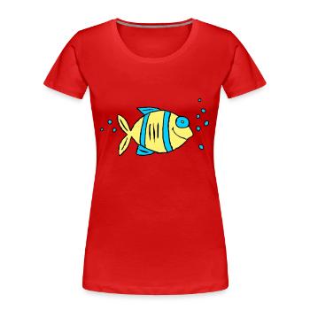 Poisson Cichlide Eau Mer Graffiti Dessin - T-shirt bio Premium Femme - bleu marine - Devant - Mia (176cm)