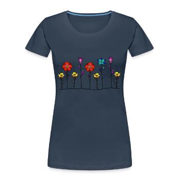 Blumen - Frauen Premium Bio T-Shirt - Navy - Vorne - Mia (176cm)