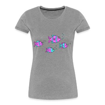 Fish Cichlid Water Sea Graffiti Drawing - Women's Premium Organic T-Shirt - navy - Front - Mia (176cm)