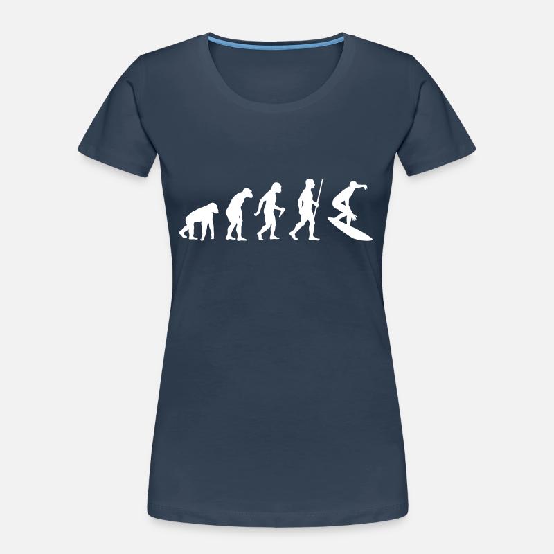 Surfer Evolution - Frauen Premium Bio T-Shirt - Navy