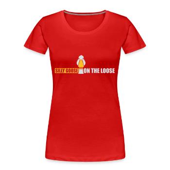 goose on the loose - Frauen Premium Bio T-Shirt - Navy - Vorne - Mia (176cm)