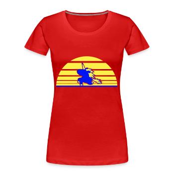 Einhorn Springt Sonne Streifen Süß Cool Silhouette - Frauen Premium Bio T-Shirt - Navy - Vorne - Mia (176cm)