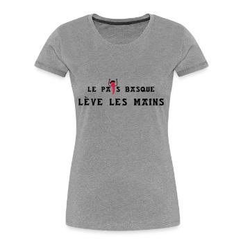Le pays basque lève les mains - horizontal - T-shirt bio Premium Femme - bleu marine - Devant - Mia (176cm)