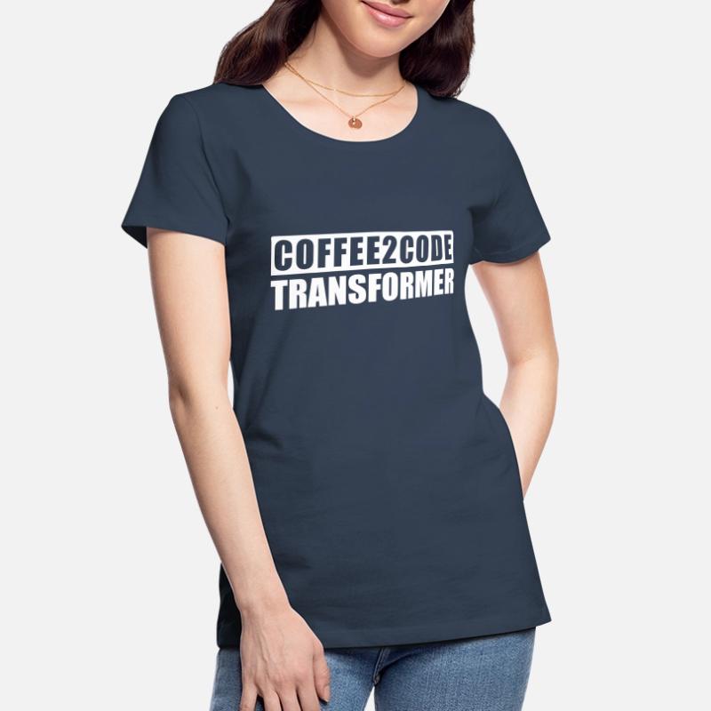 Kaffee 2 Code Transformer Programmierer IT Shirt Frauen Premium Bio T-Shirt