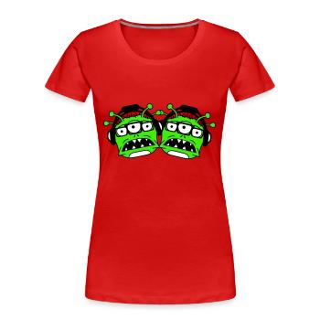 2 DJ Aliens Aliens Horror Two Monsters Team - Women's Premium Organic T-Shirt - navy - Front - Mia (176cm)