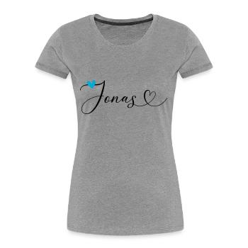 Jonas Name Vorname Kalligrafieherz - Frauen Premium Bio T-Shirt - Navy - Vorne - Mia (176cm)