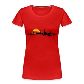 Skyline - Borkum - Frauen Premium Bio T-Shirt - Navy - Vorne - Mia (176cm)