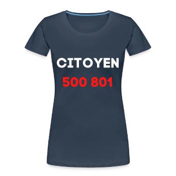 citoyen 500 801 numéro gouvernement - T-shirt bio Premium Femme - bleu marine - Devant - Mia (176cm)