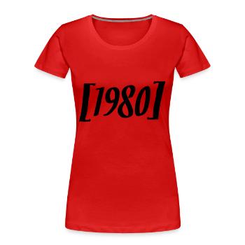 1980 - Frauen Premium Bio T-Shirt - Navy - Vorne - Mia (176cm)
