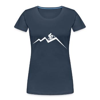 Fahrrad Berge Natur Berg Landschaft - Frauen Premium Bio T-Shirt - Navy - Vorne - Mia (176cm)