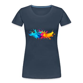 Explosion de Peinture - T-shirt bio Premium Femme - bleu marine - Devant - Mia (176cm)