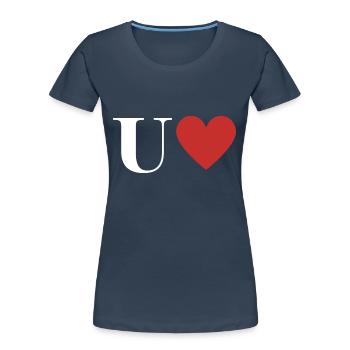 Letter u red heart - Women's Premium Organic T-Shirt - navy - Front - Mia (176cm)