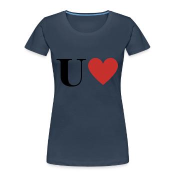 Letter u red heart - Women's Premium Organic T-Shirt - navy - Front - Mia (176cm)