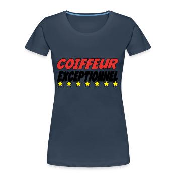 COIFFEUR exceptionnel - T-shirt bio Premium Femme - bleu marine - Devant - Mia (176cm)