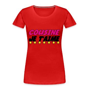 COUSINE JE t'aime - T-shirt bio Premium Femme - bleu marine - Devant - Mia (176cm)