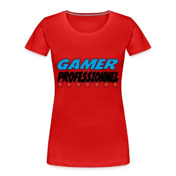 GAMER PROFESSIONNEL - T-shirt bio Premium Femme - bleu marine - Devant - Mia (176cm)