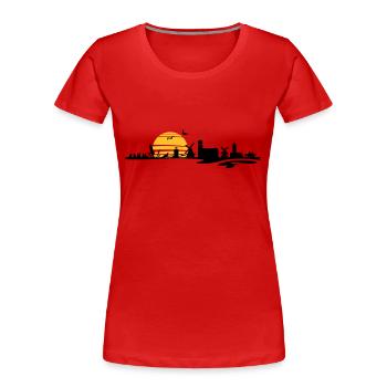 Skyline - Föhr - Frauen Premium Bio T-Shirt - Navy - Vorne - Mia (176cm)