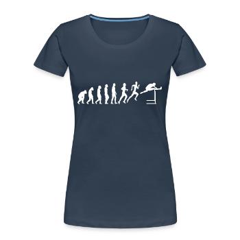 Hürdenlauf Leichtathletik Hürdenläufer Evolution - Frauen Premium Bio T-Shirt - Navy - Vorne - Mia (176cm)