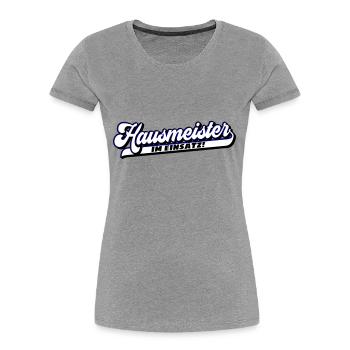 Farben änderbar | Hausmeister im Einsatz! - Frauen Premium Bio T-Shirt - Navy - Vorne - Mia (176cm)