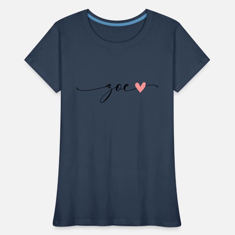 Zoe, Last Name, First Name, Calligraphy, Script Women's Premium Organic T-Shirt