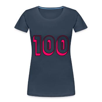 100. 100 YEARS. 100th ANNIVERSARY. BIRTHDAY 100 - Women's Premium Organic T-Shirt - navy - Front - Mia (176cm)