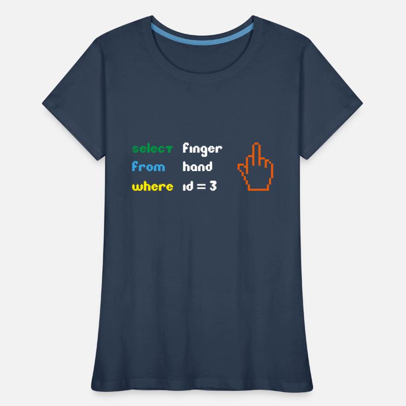 Funny SQL Query : un doigt d’honneur 8 bits pour les geeks T-shirt bio Premium Femme