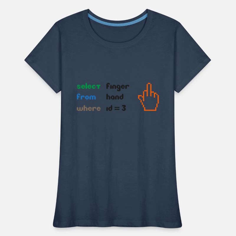 Funny SQL Query : un doigt d’honneur 8 bits pour les geeks T-shirt bio Premium Femme