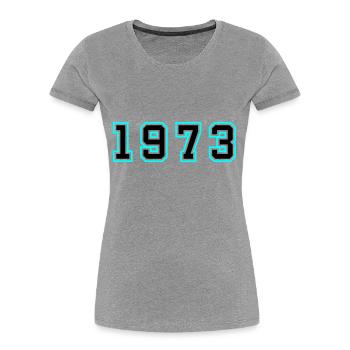 1973 Année Anniversaire - T-shirt bio Premium Femme - bleu marine - Devant - Mia (176cm)